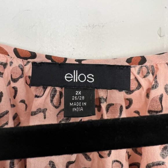 Ellos Leopard Cotton Top 3/4 Sleeve Lightweight 2X 26/28 3X zq - Picture 2 of 4
